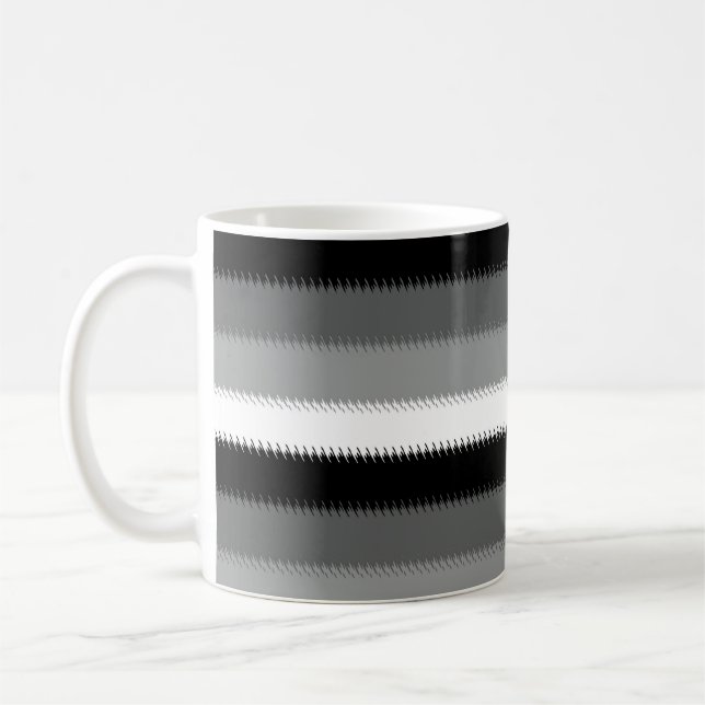 Mug Gris noir blanc rayures Design (Gauche)