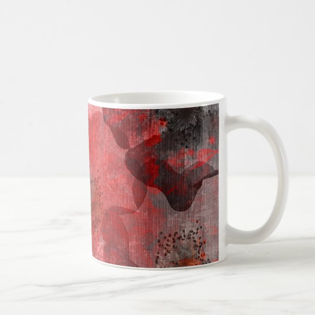 Mug Gris rouge noir Grunge Digital Graphic Art Design (Droite)