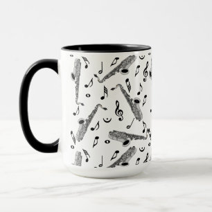 Mug Gris saxophone musique note Motif