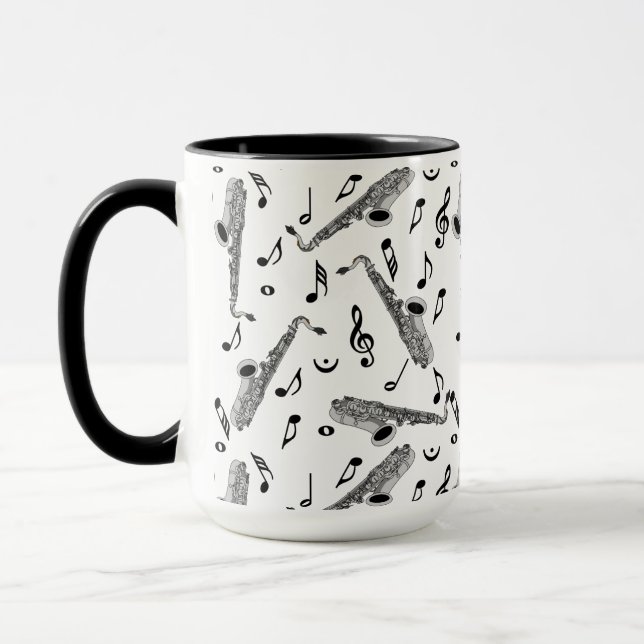 Mug Gris saxophone musique note Motif (Gauche)