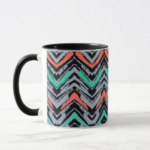 Mug Gris, Teal, et motif tiré par la main de corail de