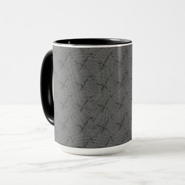 Mug Gris tressé avec petites rayures et filé (Devant gauche)