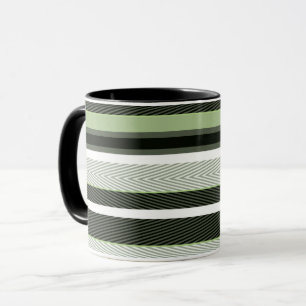 Mug Gris, vert, rayures blanches.