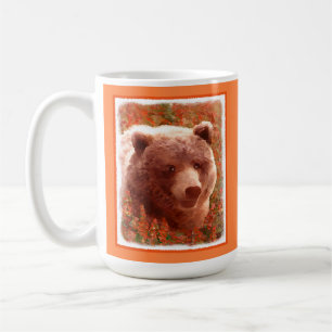 Mug Grizzly Bear Cub dans Fireweed Peinture Art de la