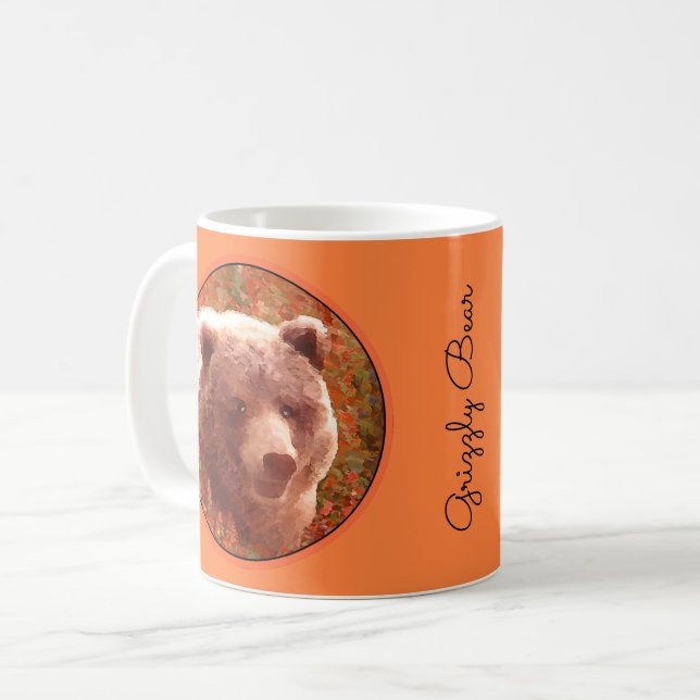 Mug Grizzly Bear Cub dans Fireweed Peinture Art de la  (Devant gauche)