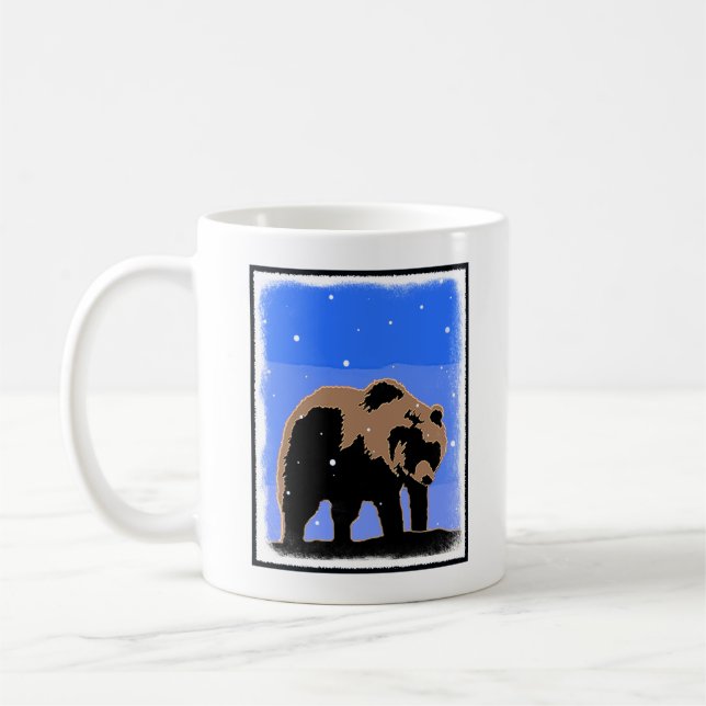 Mug Grizzly Bear en hiver - Art original de la faune (Gauche)
