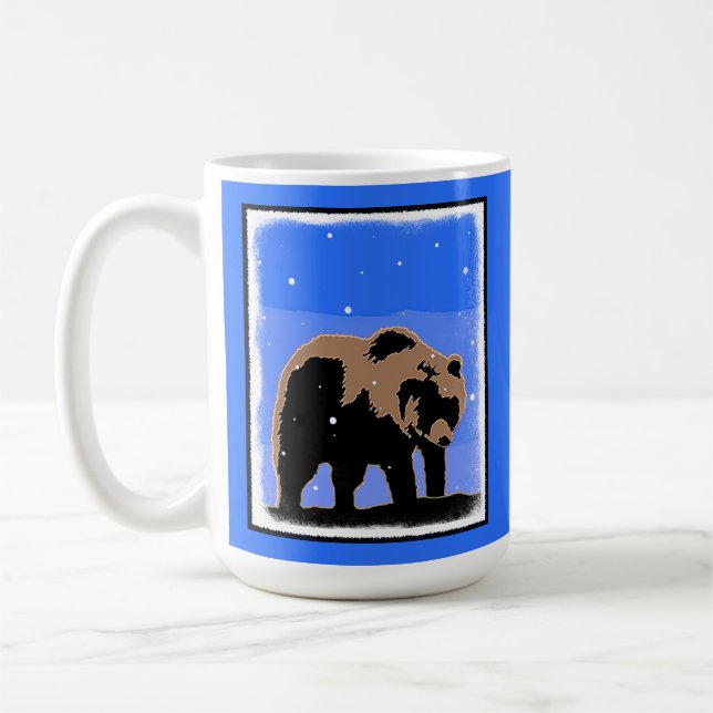 Mug Grizzly Bear en hiver - Art original de la faune (Gauche)