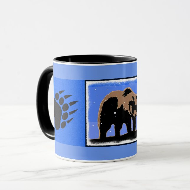 Mug Grizzly Bear en hiver - Art original de la faune (Devant gauche)