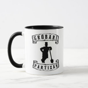 Mug Grobari Partizan Noir et Blanc Grobar avec une pel