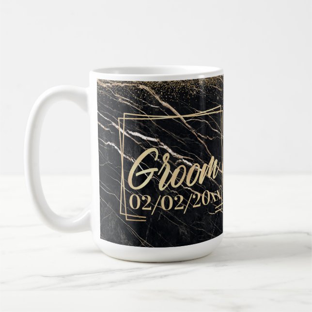 Mug Groom Elegant : Marbre d'or Célébration (Gauche)