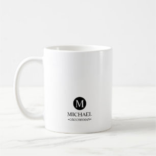 Mug Groomsmen Personnalisé Classique Monogramme et nom