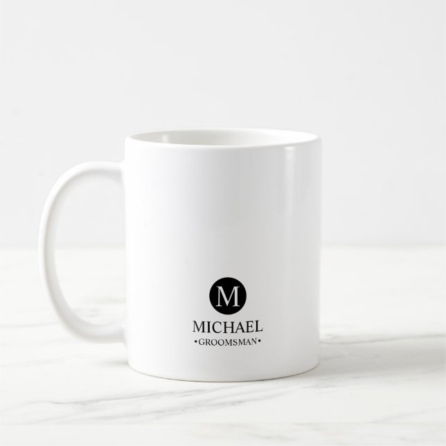 Mug Groomsmen Personnalisé Classique Monogramme et nom (Gauche)