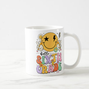 Mug Groovy Bonjour 6e année premier jour d'école garço