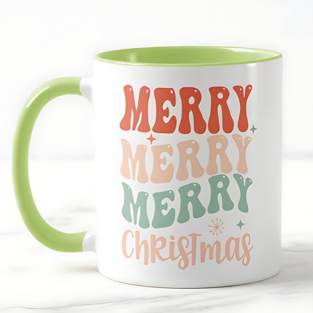 Mug Groovy Retro Joyeux Joyeux Joyeux Noël (Créateur téléchargé)