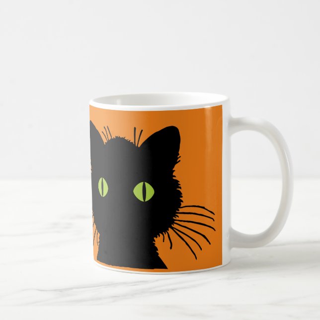 Mug Gros chat noir orné vert Joyeux Halloween design (Droite)