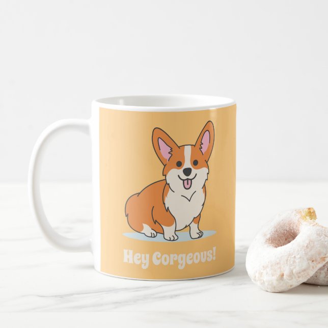 Mug Gros Chiot de Corgi - Hey Corgee (Avec donut)