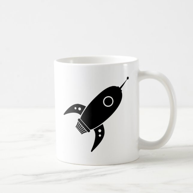 Mug Gros noir de bateau de rétrofusée (Droite)