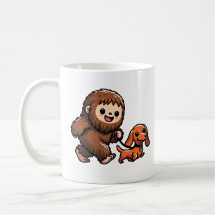 Mug Gros pied mignon marchant avec un dachshund mignon