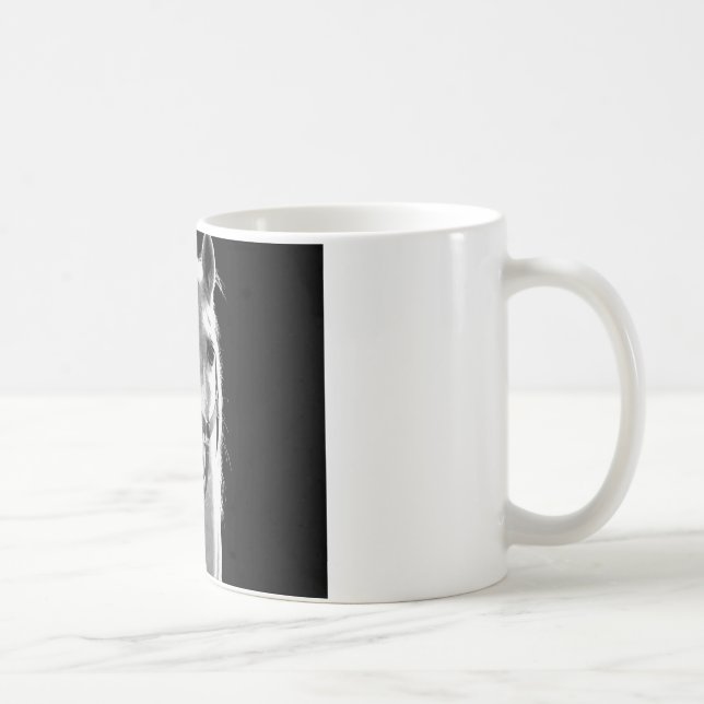 Mug Gros plan Cheval blanc noir en nuit (Droite)