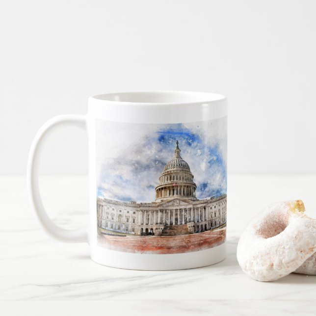 Mug Gros plan du Capitole américain à Washington DC (Avec donut)