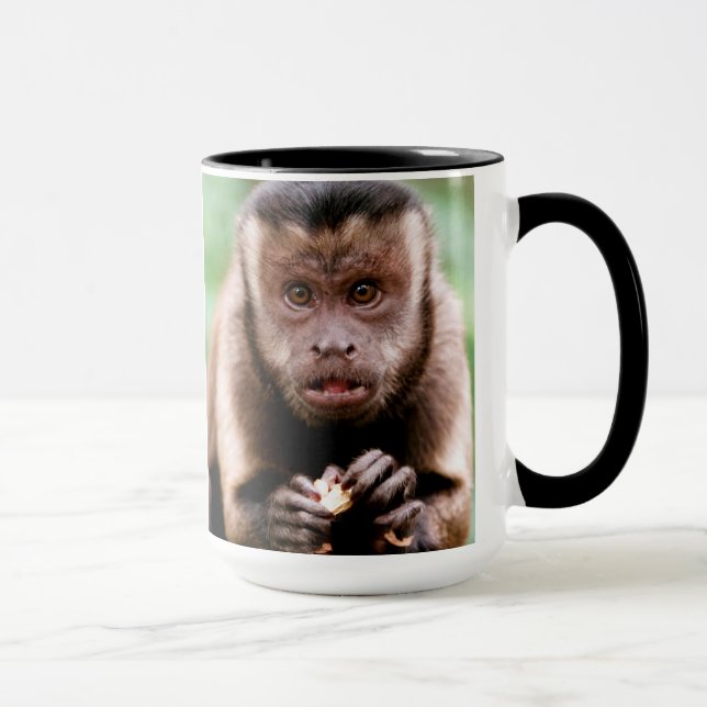 Mug Gros plan d'un singe capucin à cou noir (Droite)