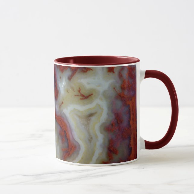 Mug Gros plan sur une dalle d'agate mousse rouge (Droite)