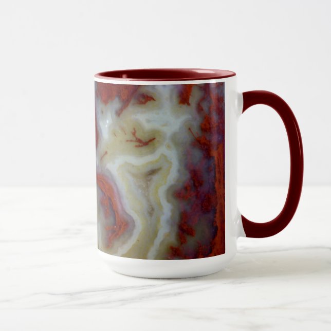 Mug Gros plan sur une dalle d'agate mousse rouge (Droite)