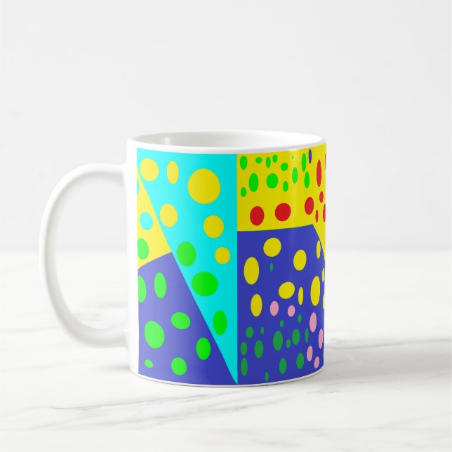 Mug Gros points couleur vive bleu jaune rouge violet (Gauche)