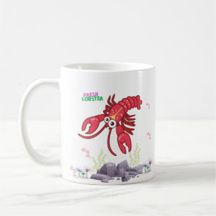 Mug Gros yeux de homard rouge convivial et bande jaune