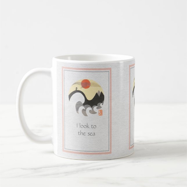 Mug Grosse vague du Cercle de Mouette "Je regarde vers (Gauche)