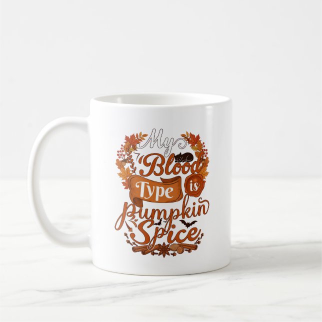 Mug Groupe Sanguin Est Citrouille Épice Halloween Chat (Gauche)
