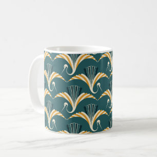 Mug Grue Art Déco - arrière - plan bleu
