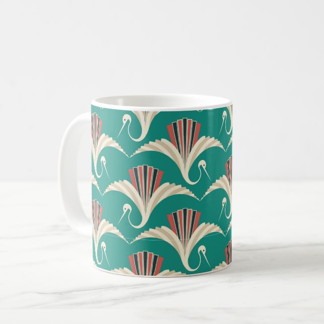 Mug Grue Art Déco - arrière - plan turquoise (Devant gauche)
