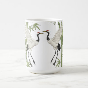 Mug Grue couronnée japonaise broderie cadeau bambou