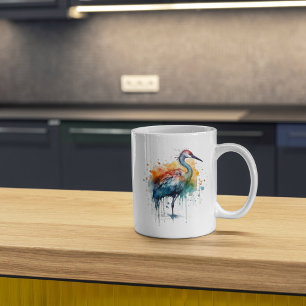 Mug Grue gracieuse : Art à l'aquarelle