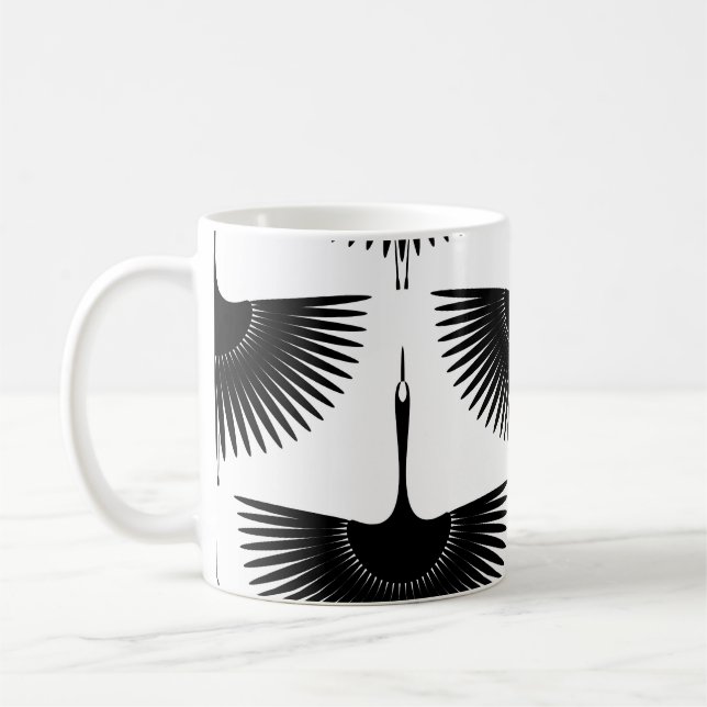 Mug Grue gracieuse : Motif d'oiseaux orientaux (Gauche)