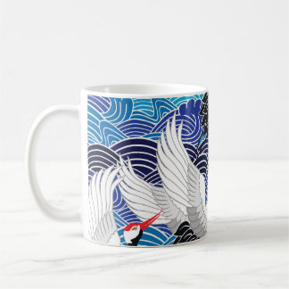 Mug Grue japonaise : Motif orné d'oiseaux.