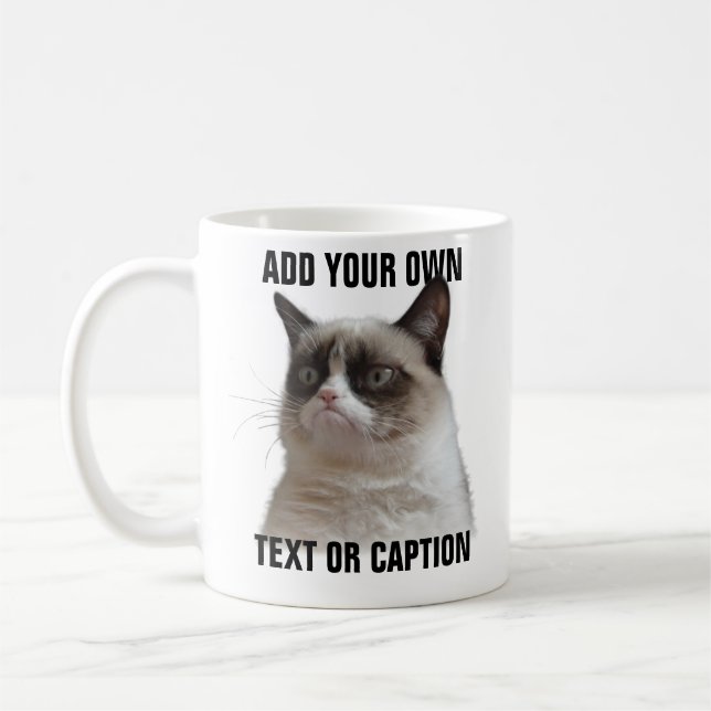 Mug Grumpy Cat Glare - Ajouter votre propre texte (Gauche)