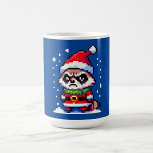 Mug Grumpy Christmas Raccoon - Drôle Pixel Art Holiday