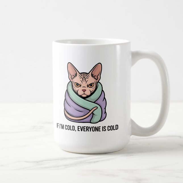 Mug Grumpy Sphynx Cat Cold Humor Cartoon Art (Droite)