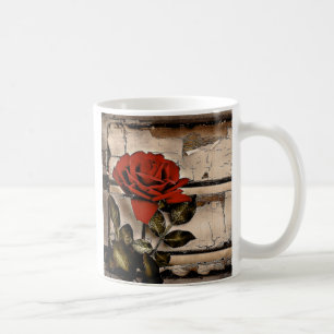 Mug Grunge Distressed Barne Bois Rustique Rose rouge