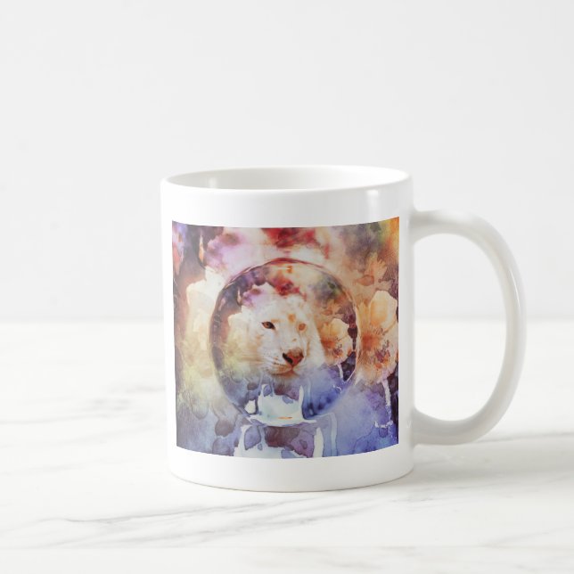 Mug Grunge florale de tigre blanc (Droite)