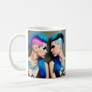 Mug Grunge Goth Amour lesbien   Couple AI Art