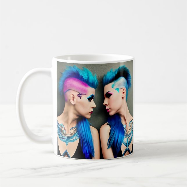 Mug Grunge Goth Amour lesbien | Couple AI Art (Gauche)