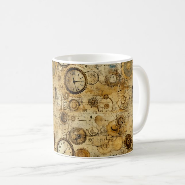 Mug Grunge Rustic Steampunk Horloge (5) (Devant droit)