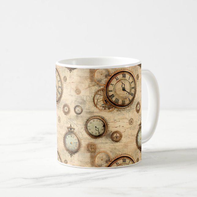 Mug Grunge Rustic Steampunk Horloge (6) (Devant droit)