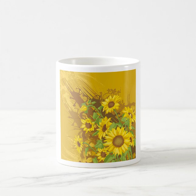 Mug Grunge Tournesol Art Bold Rustique Jaune Floral (Créateur téléchargé)