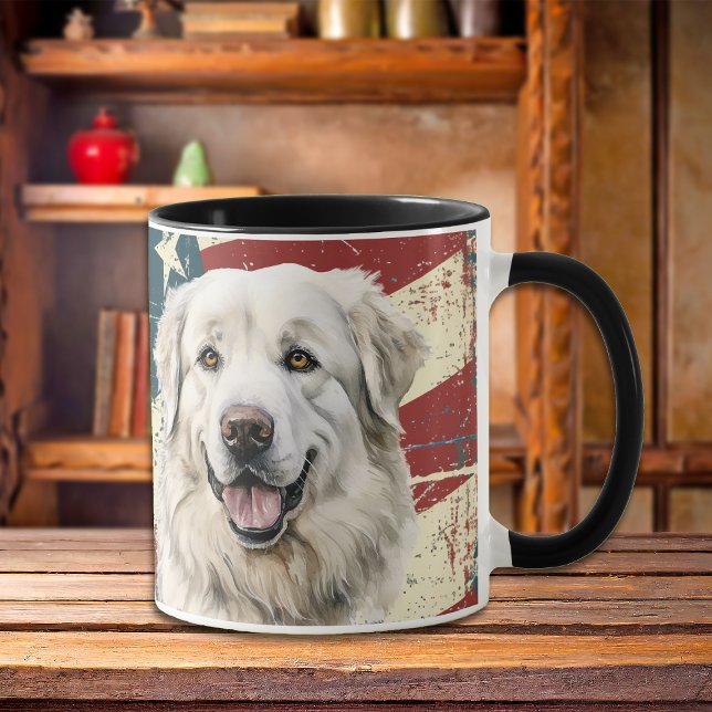 Mug Grunge USA Drapeau Great Pyrenees Chien (Créateur téléchargé)
