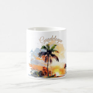 Mug Guadeloupe: Coucher de Soleil Tropical en Aquarell