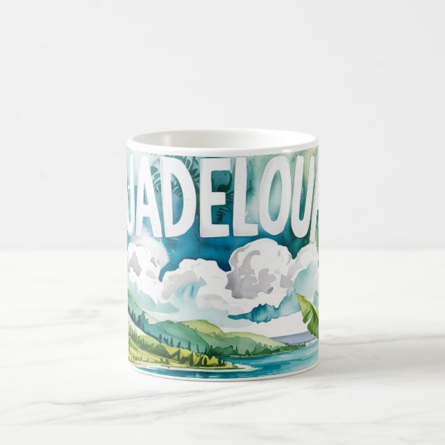 Mug Guadeloupe Tropicale Paysage Caraïbes Aquarelle (Centre)